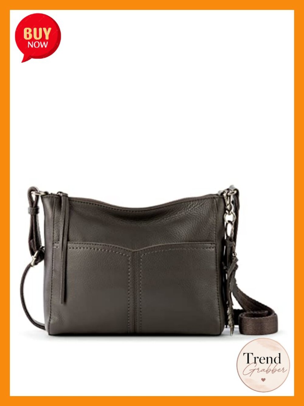 Leather Crossbody Purse with Zipper Everyday Travel Handbag